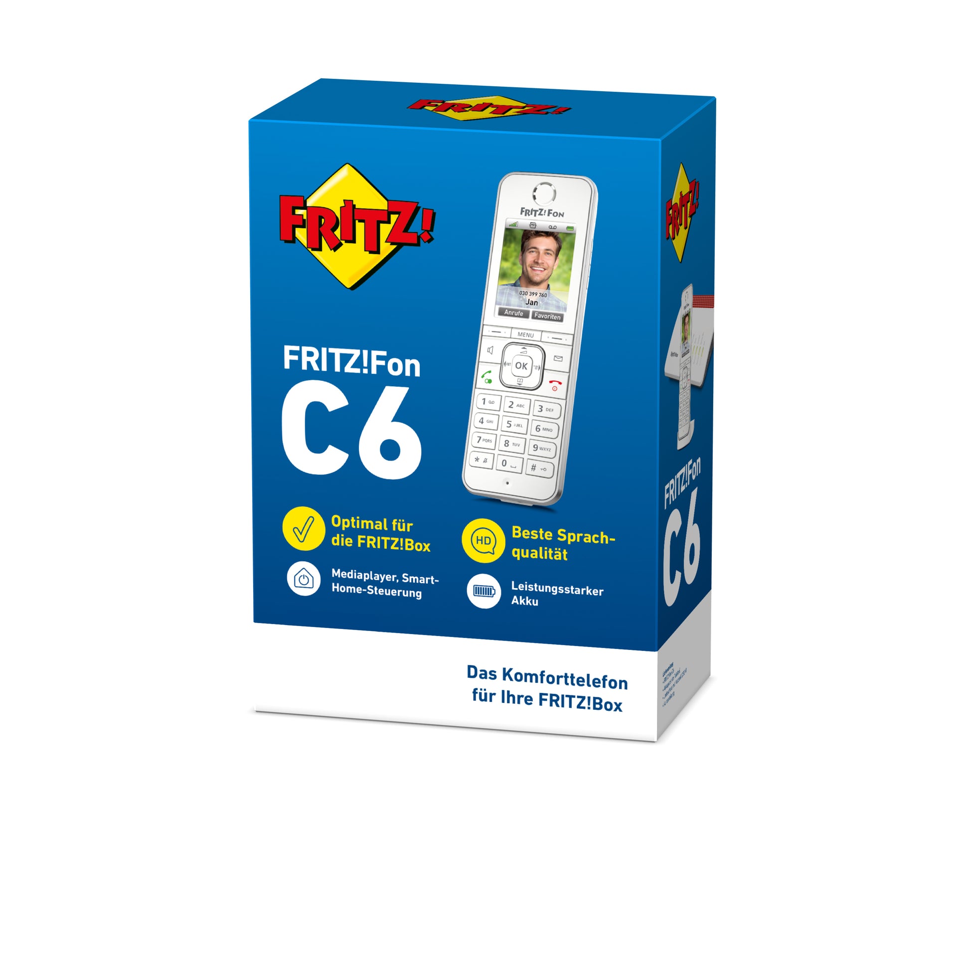 FRITZ! AVM FRITZFon C6 – DECT-Telefon mit Basis, freisprechen, mit AB, weiss