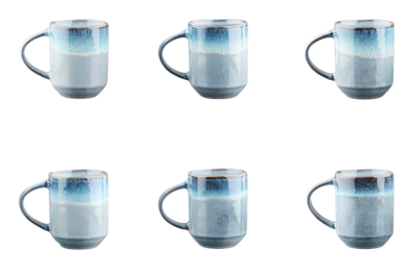 Björn GENESIS Tasse – 0,40 l, Steingut, Blau, Spülmaschinengeeignet, Mikrowellengeeignet, 6 Stück