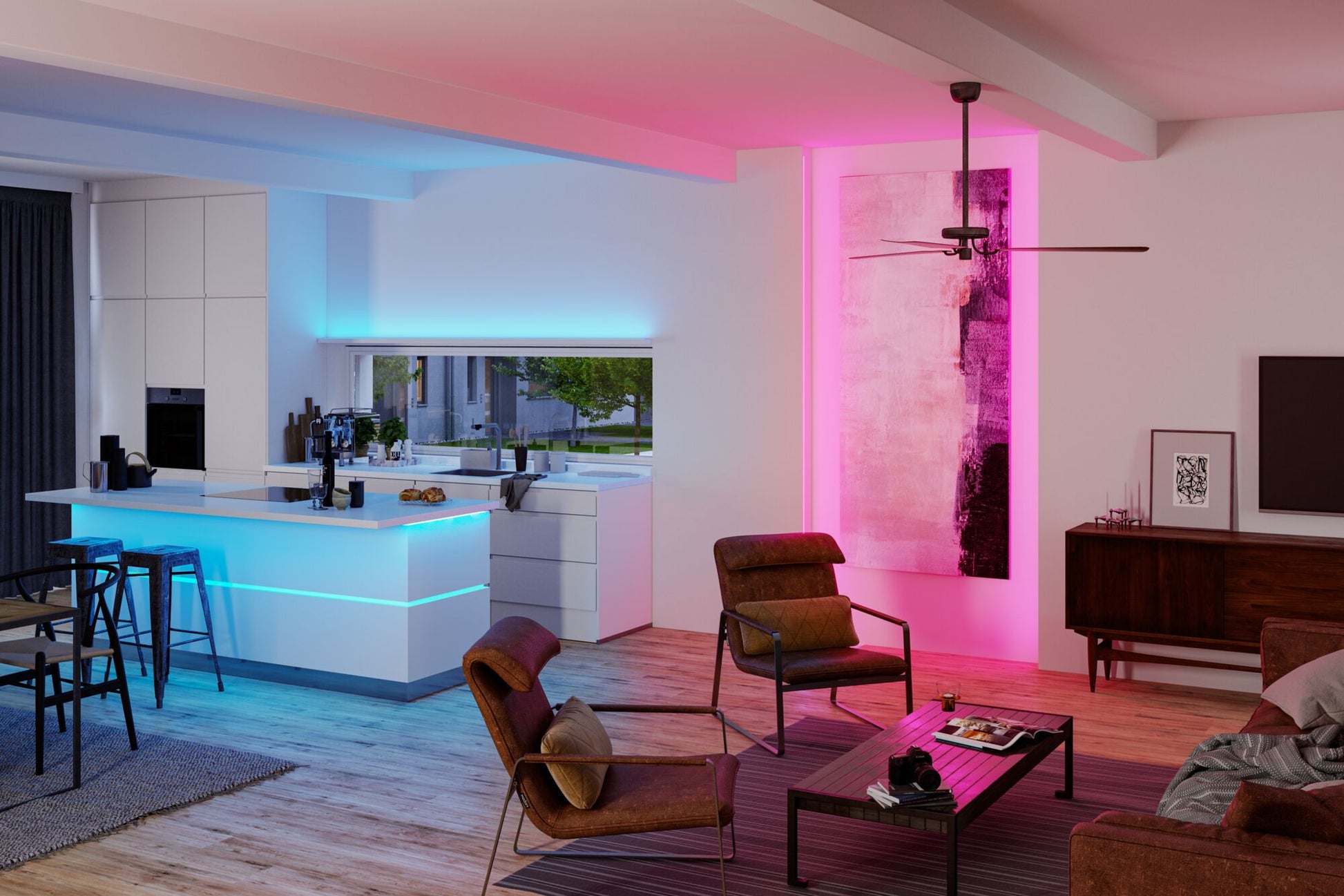 Paulmann LED-Strip – 3 m, 1590 lm, 18 W, RGBW/3000 K, dimmbar, silber, inkl. Netzteil, Fernbedienung