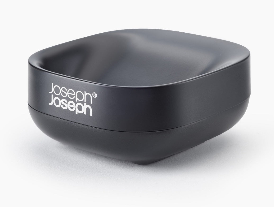 Joseph Joseph Seifenschale Slim Compact – Porzellan, 7,1×8,4×3,6 cm, Schwarz, rechteckig