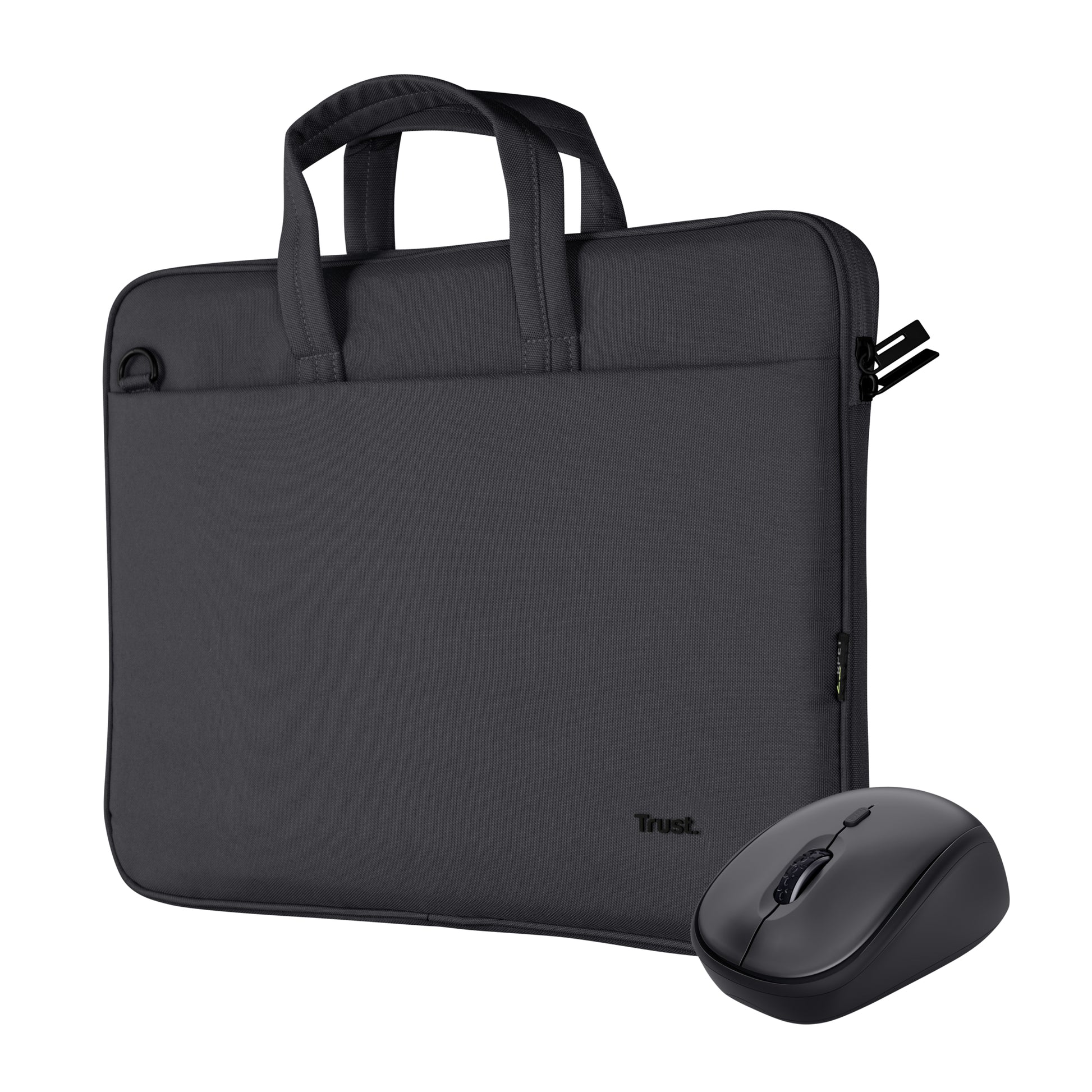 Trust Notebook-Tasche – für Notebooks bis 16", Aufsteckfunktion, recyceltes PET (rPET), schwarz