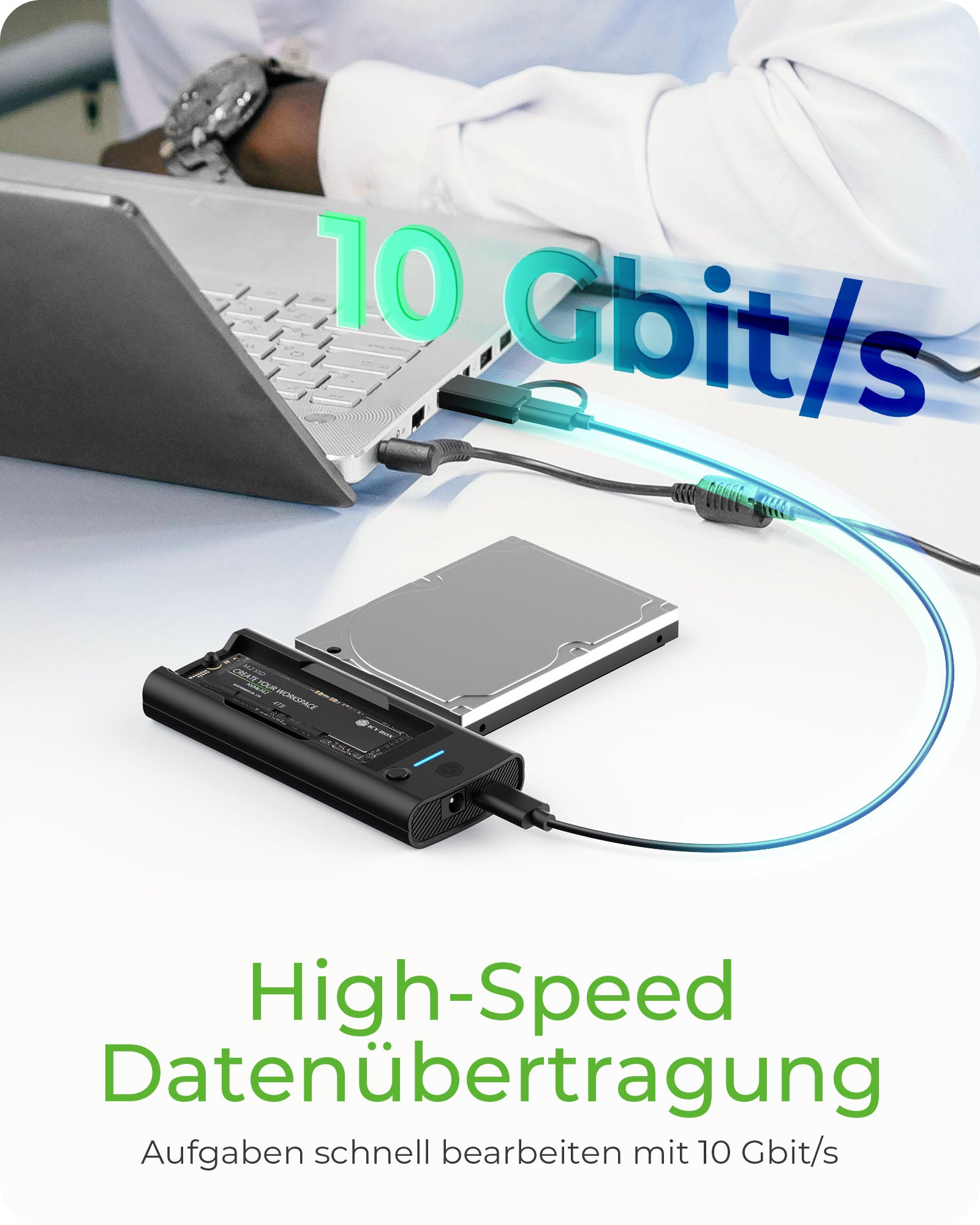 ICY BOX IB-180MS-C31 Dockingstation – USB-C, 10 Gbit/s, für Windows/Mac/Linux