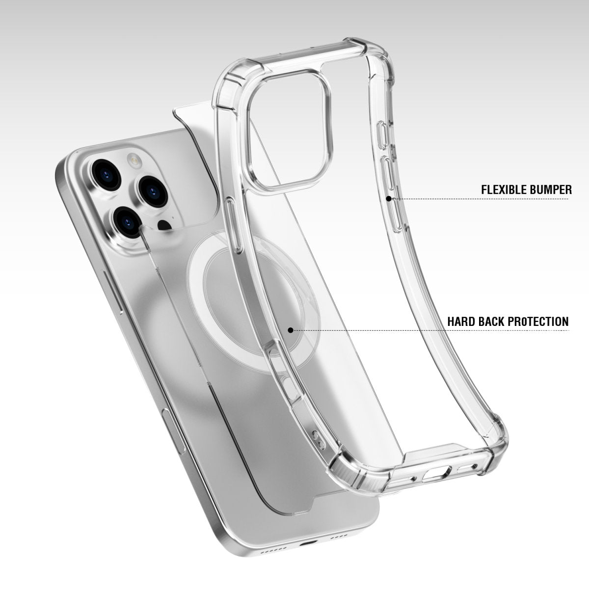 4smarts Hybrid Case Ibiza – Backcover – für Apple iPhone 16 Pro Max, PC+TPU, Transparent, bis 1,2 m sturzsicher