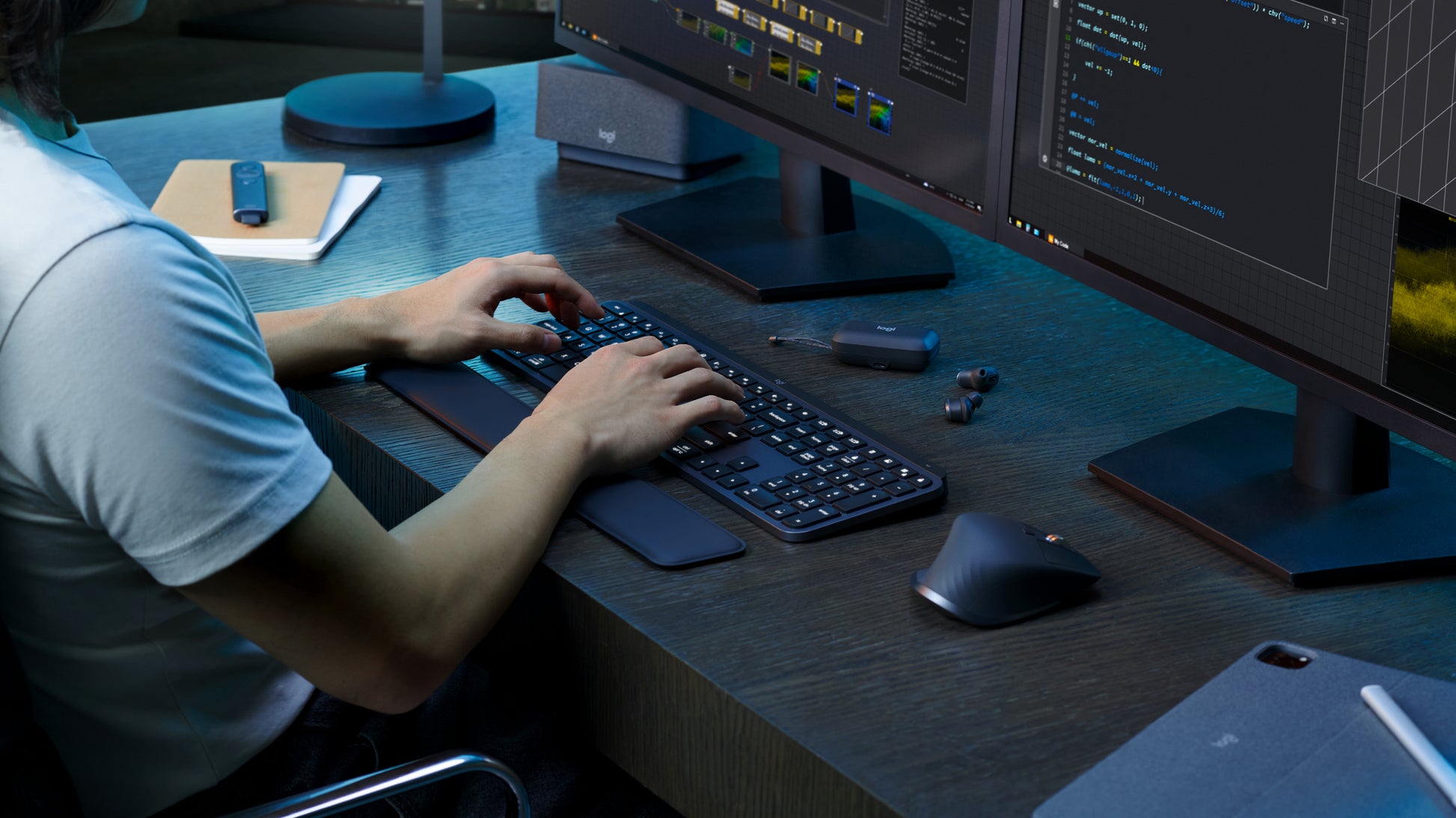 Logitech Desktop MX Keys S – Tastatur, kabellos (Bluetooth/2,4 GHz), DE-Layout (DE), Dunkelgrau
