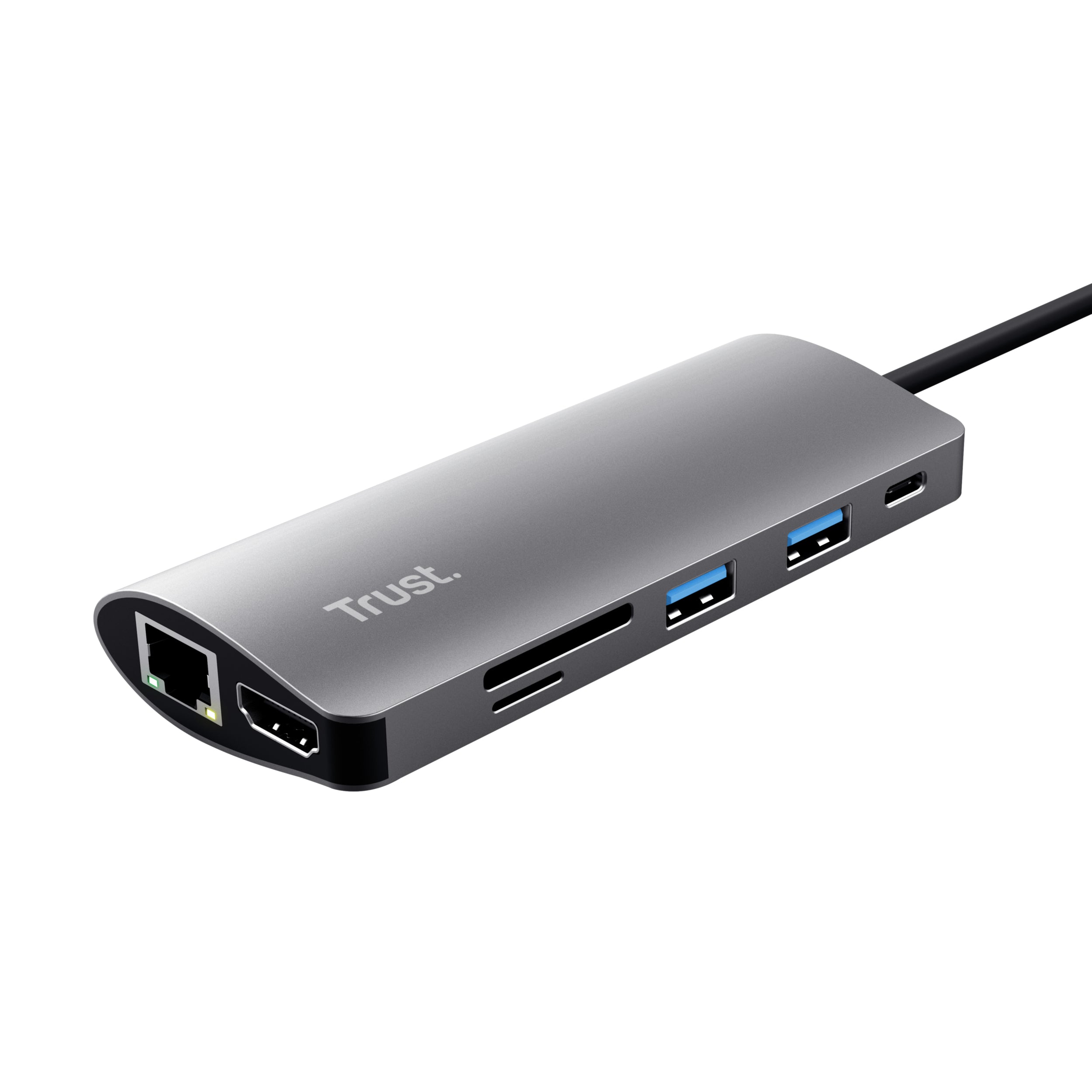Trust Dalyx 7-in-1 USB-C-Hub – für USB-C-Geräte, HDMI, Gigabit-LAN, Silber