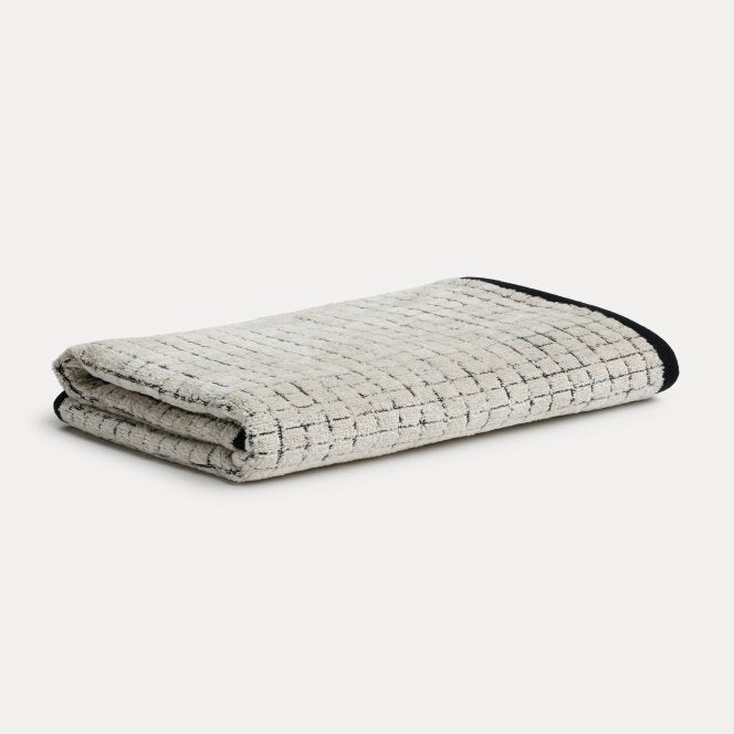 MÖVE Duschtuch Eden Kästchen – 80×150 cm, 80% Baumwolle/20% Leinen, 560 g/m², Beige