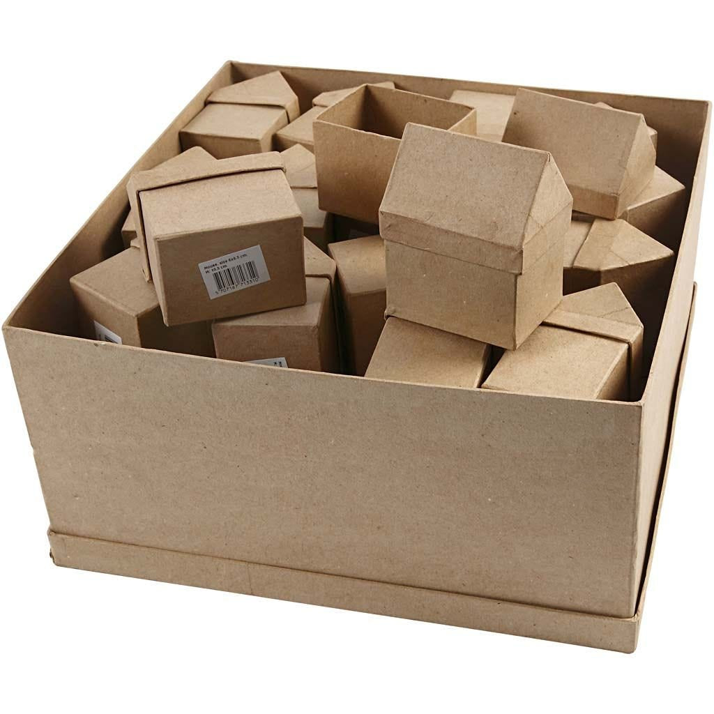 Creativ Company Pappschachteln Häuser – 10,5 × 6 × 8,5 cm – braun – 40 Stk.