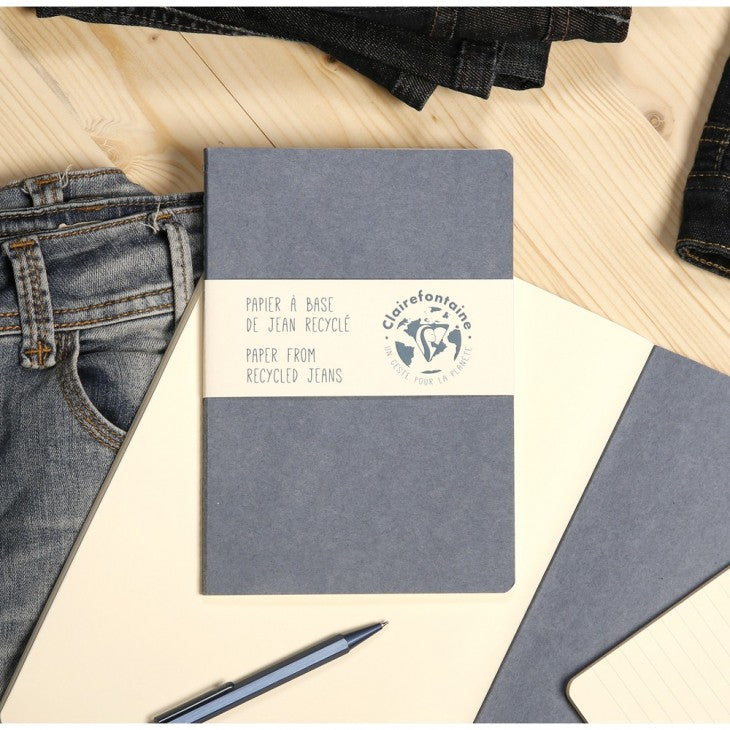 Clairefontaine Notizheft A4, liniert, Fadenheftung, 96 Seiten, 90 g/m² – Jeans