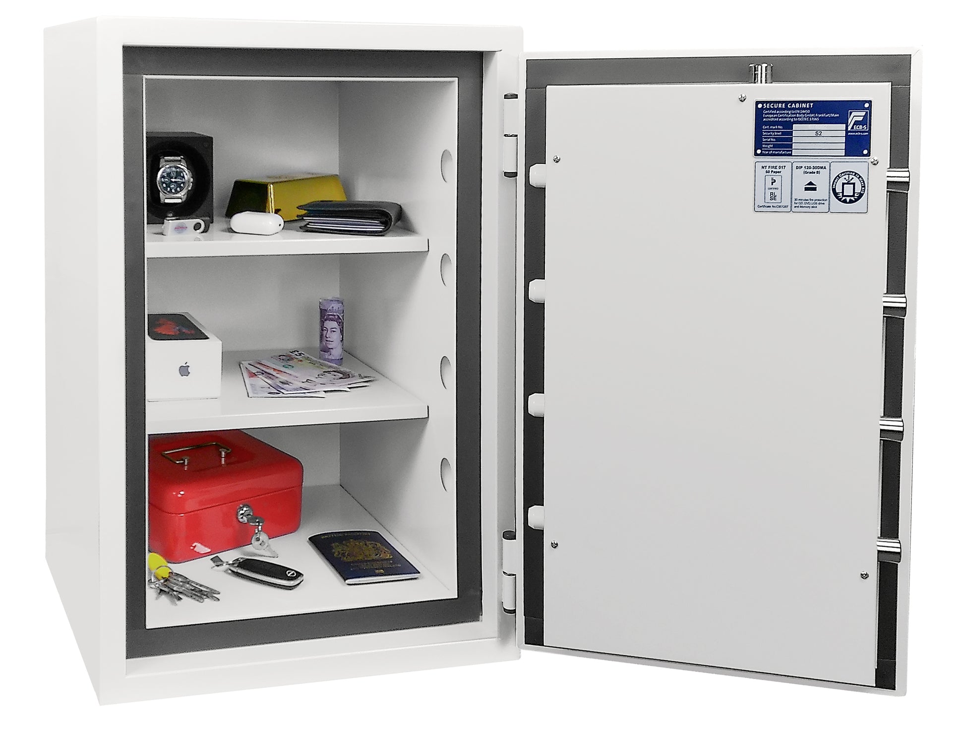 Phoenix Safe Co. Phoenix Tresor Fortress Pro SS1463K – Schlüsselschloss – 53 l – 60 Minuten Feuerschutz – Bodenmontage – Weiss
