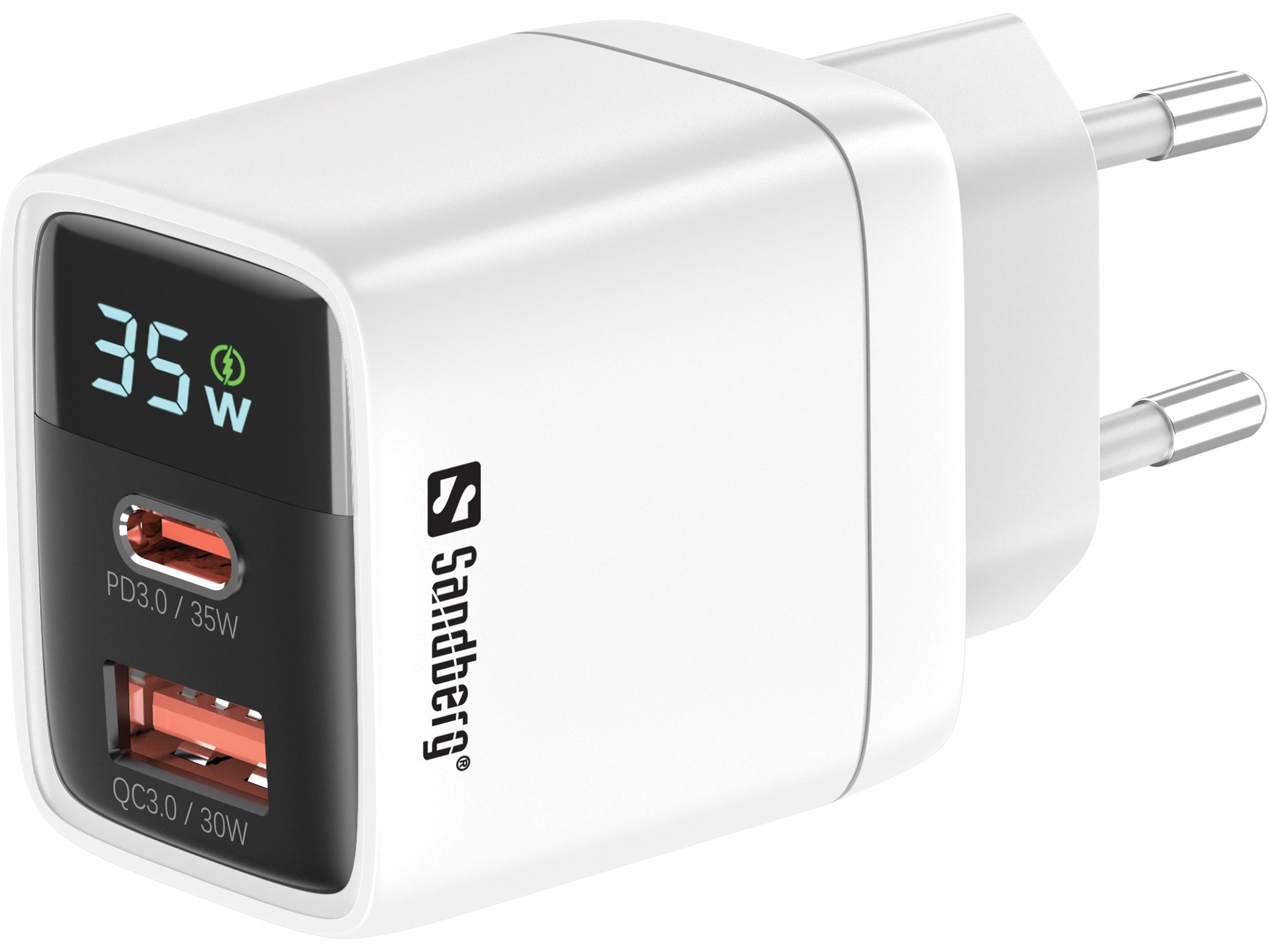 Sandberg 441-52 USB-Wandladegerät 35 W – USB-C×1, USB-A×1 – PD, QC 3.0 – EU-Stecker (Typ C) – Weiss