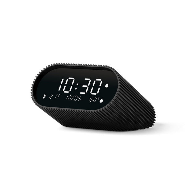 LEXON Wecker Ray – digital, schwarz matt, Aluminium, Schlummerfunktion, Thermometer