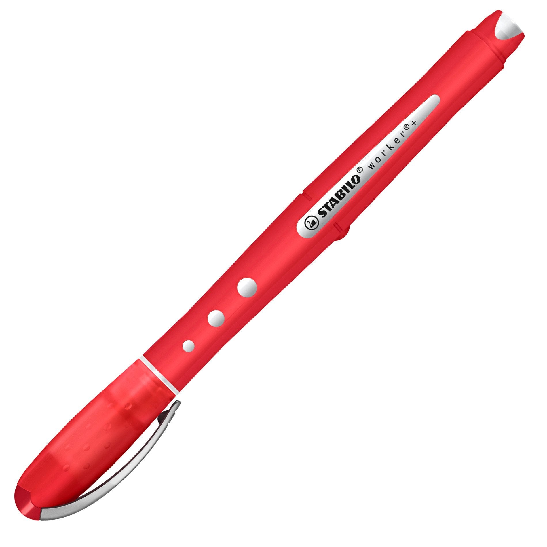STABILO worker+ colorful – Tintenroller, mit Kappe, 0,5 mm, rot, für Linkshänder