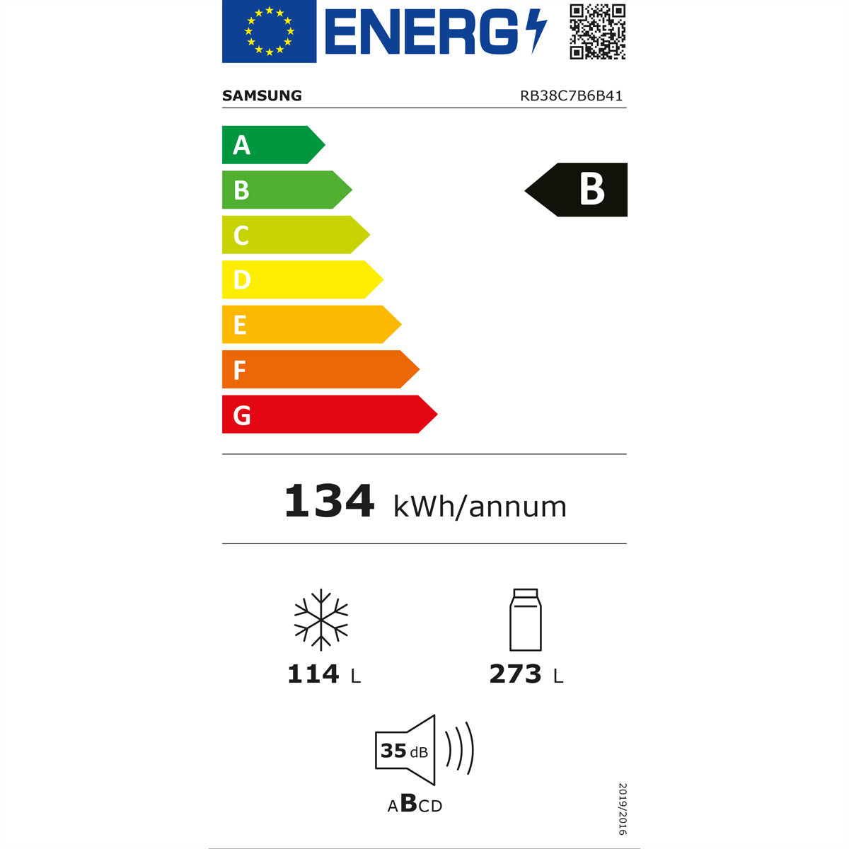 Samsung Kühl-Gefrierkombination RB7300 Bespoke – 387 l, 230 V, Energieeffizienzklasse B, 35 dB
