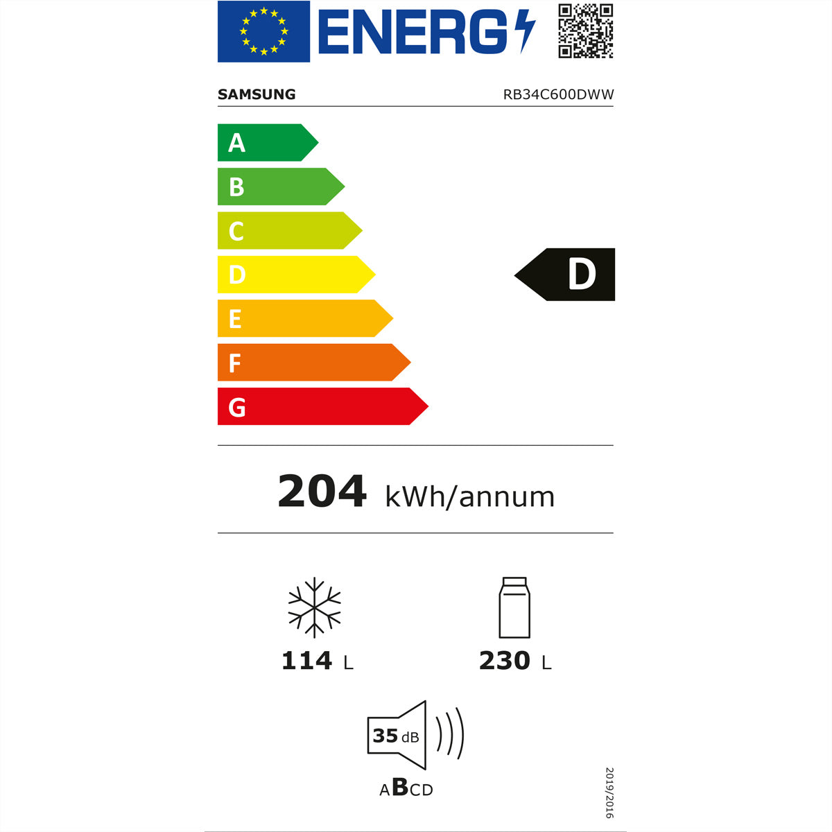 Samsung Kühl-Gefrierkombination RB7300 Bespoke – 344 l, 230 V, Kompressor, Energieeffizienzklasse D