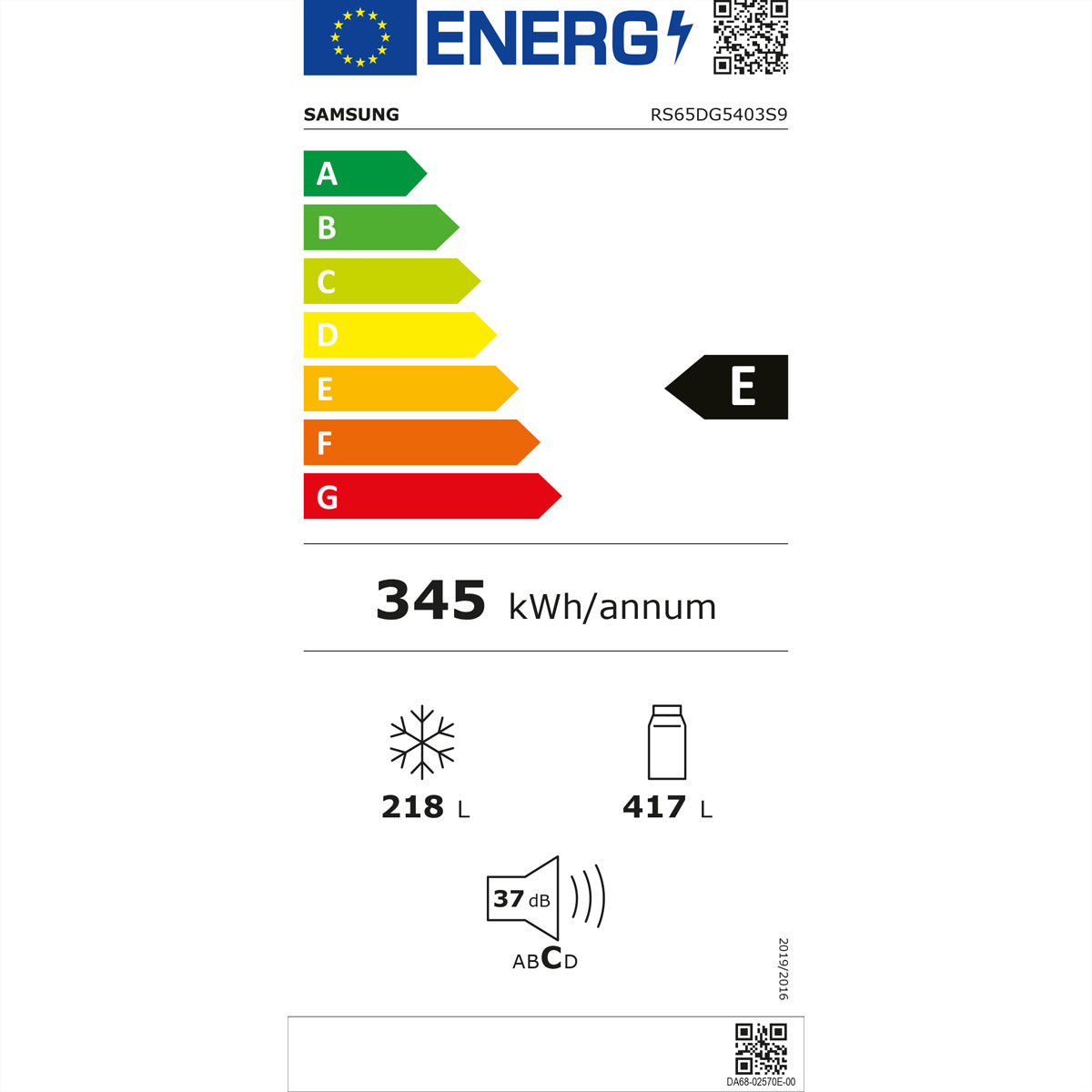 Samsung Food-Center RS5000 – 635 l, 230 V, Kompressor, Energieeffizienzklasse E