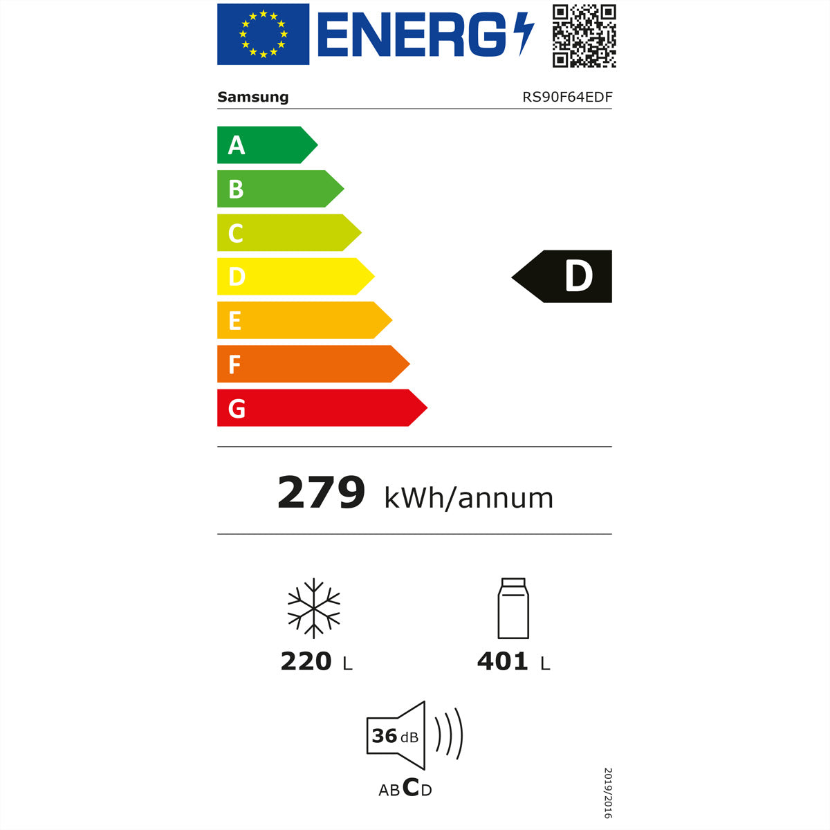 Samsung Food Center RS5000 FC – 621 l, 230 V, Kompressor, Energieeffizienzklasse D