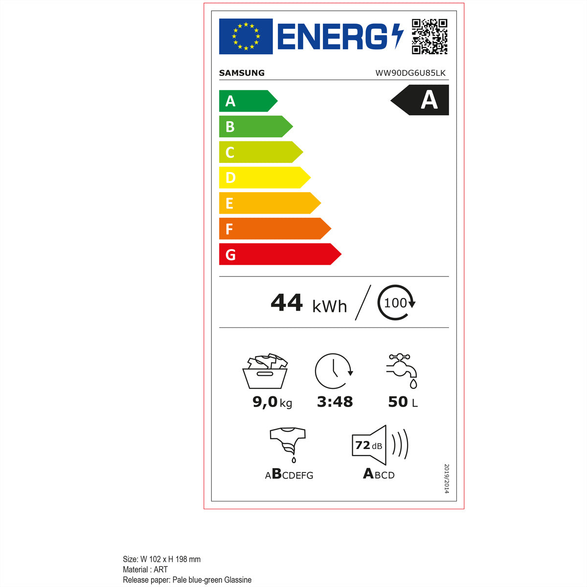 Samsung Waschmaschine WW90DG6U85LKU5 – 9 kg, 1400 U/min, A, Wi‑Fi/SmartThings – weiss