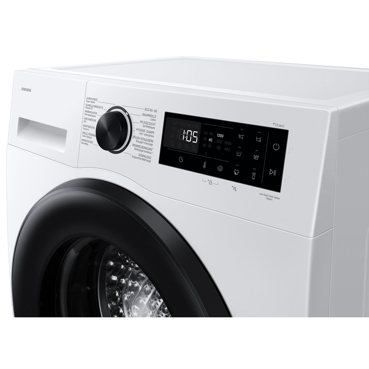 Samsung Waschmaschine WW5100 Slim – 60 × 85 × 47 cm, weiss, 8 kg, 1200 U/min, wifi-gesteuert