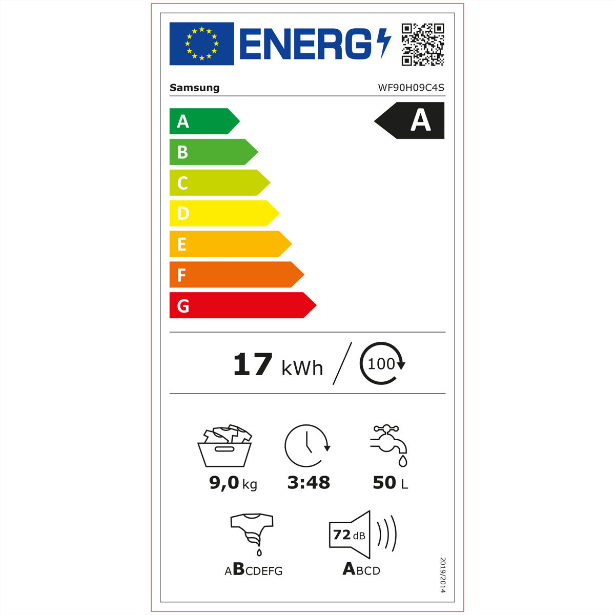 Samsung Waschmaschine Frontlader, WF90H09C4ST5, 9 kg, Schwarz, Energieklasse A