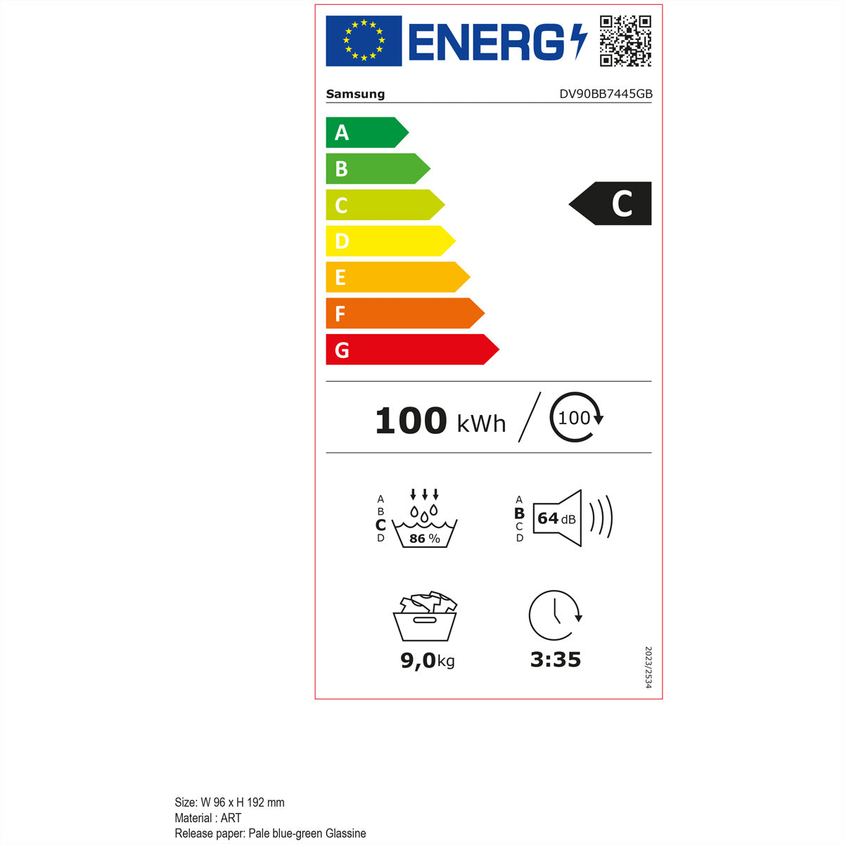 Samsung Wäschetrockner DV7400 – 9 kg, Wärmepumpe, A+++ – Schwarz