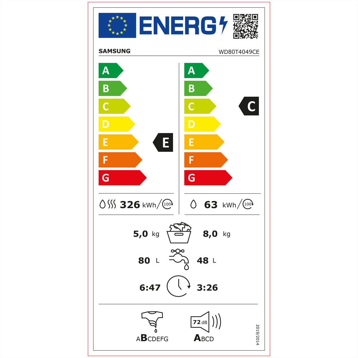 Samsung Waschtrockner WD4000 – 8 kg/5 kg, AddWash & QuickDrive – weiss