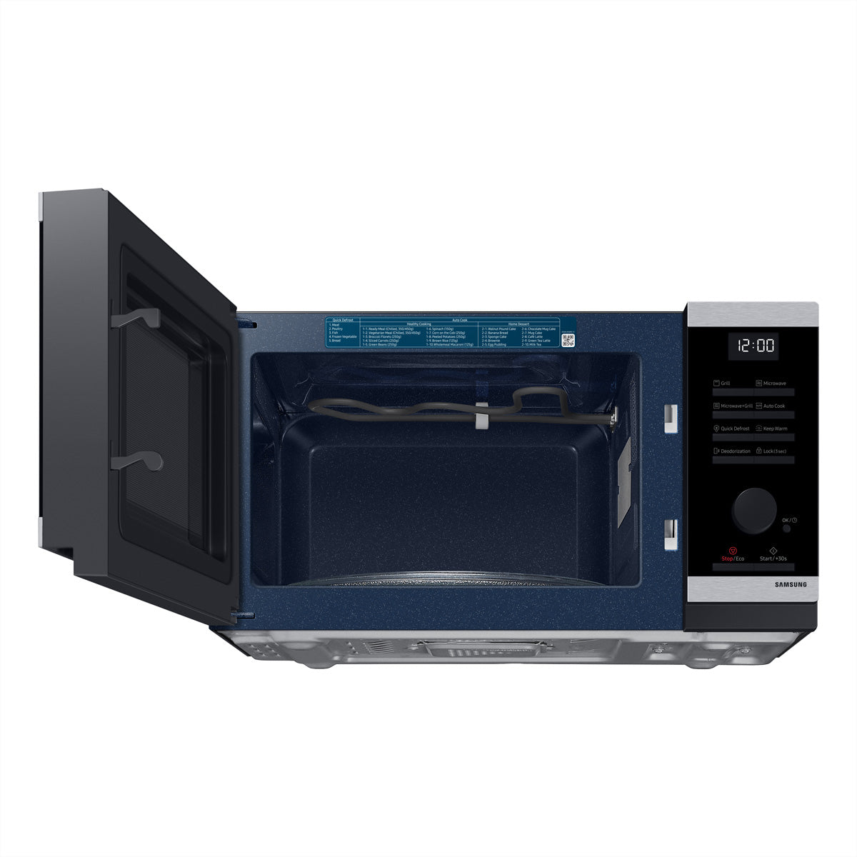 Samsung Grill-Mikrowelle MW4000D – 23 l, Keramikboden, 800 W – Schwarz/Edelstahl