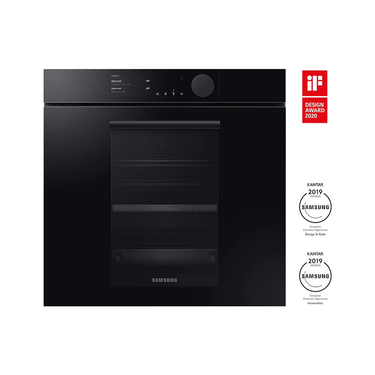 Samsung Einbau-Ofen NV8000 – 75 l, Dual Cook Steam & Pyrolyse – Onyx Schwarz