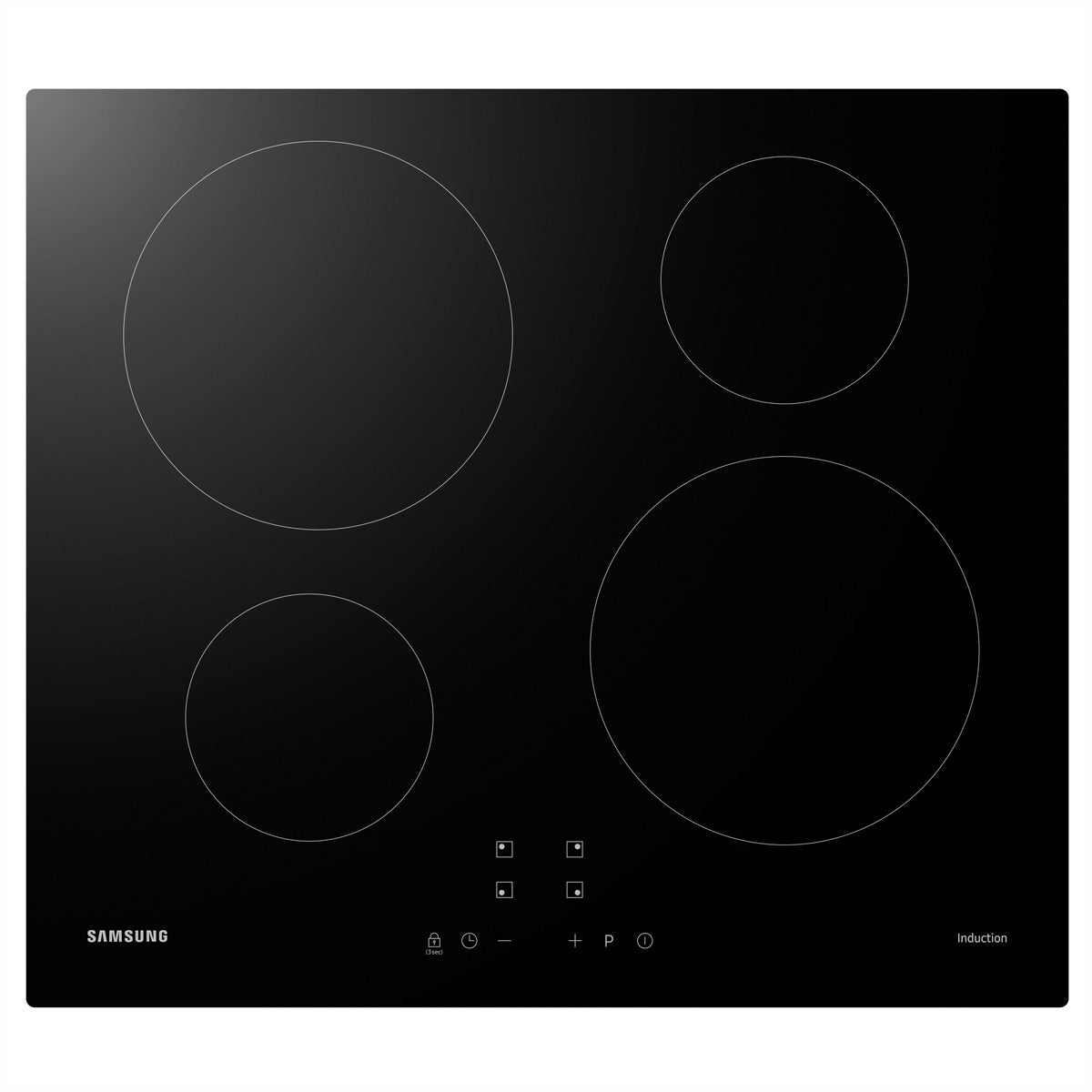 Samsung Einbau-Induktionskochfeld – 59 cm, 4 Kochzonen (2×Ø14 cm, 2×Ø22 cm), 7 kW – Schwarz