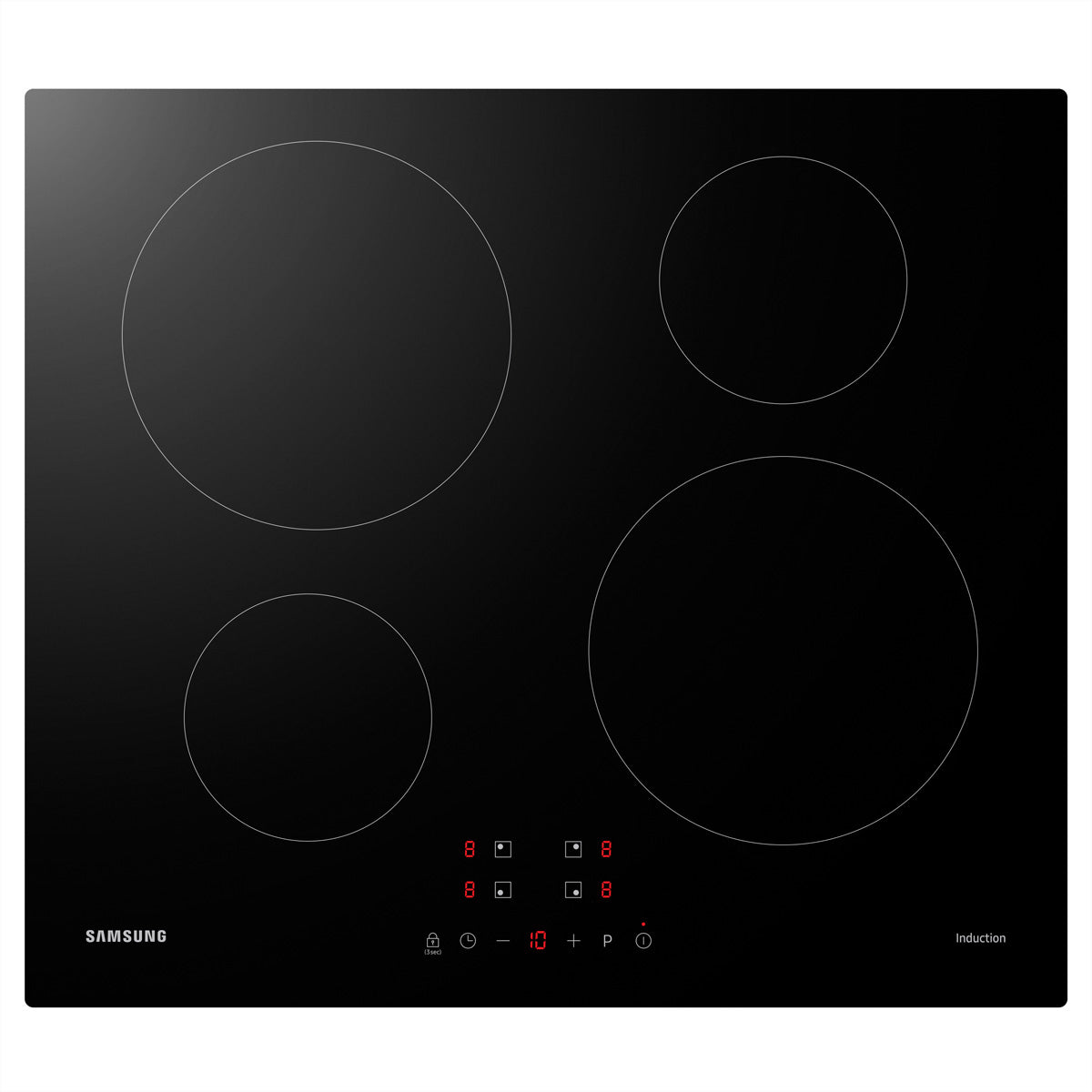 Samsung Einbau-Induktionskochfeld – 59 cm, 4 Kochzonen (2×Ø14 cm, 2×Ø22 cm), 7 kW – Schwarz