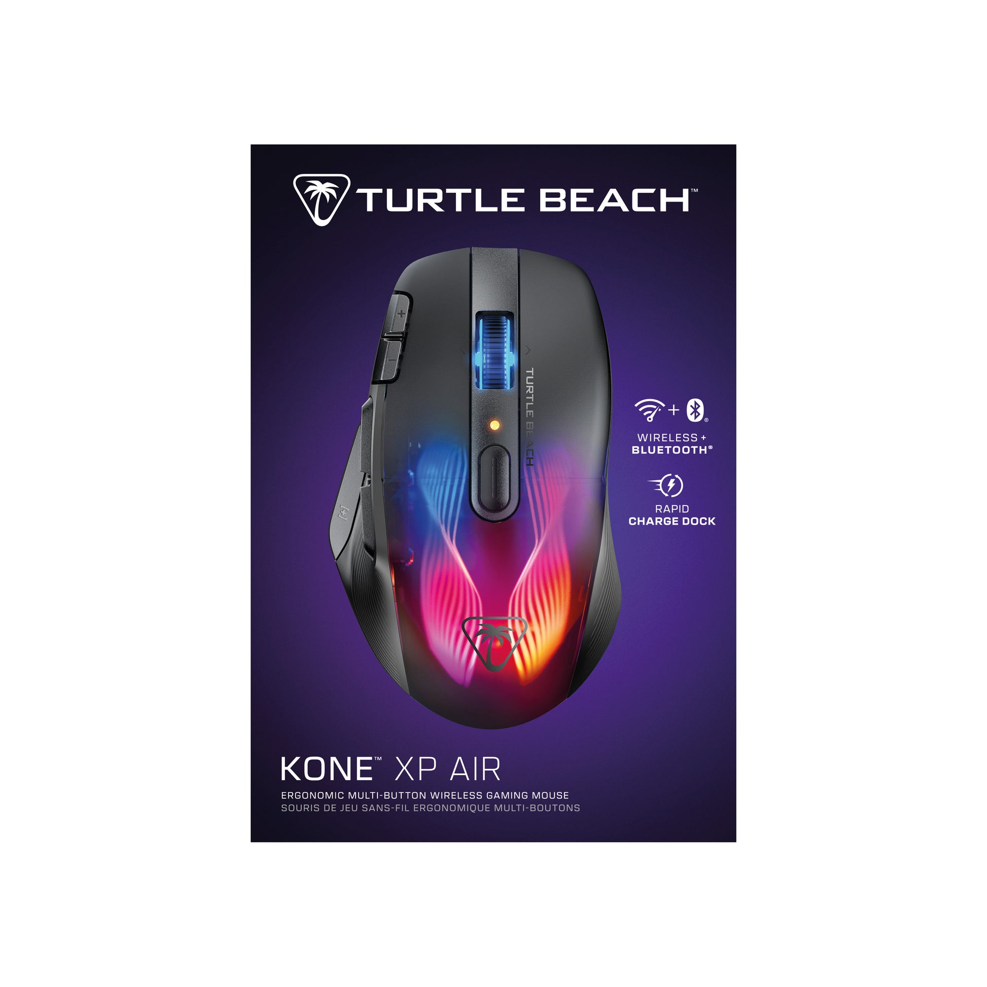 Turtle Beach Kone XP Air Gaming-Maus – kabellos, USB-C, 19'000 dpi, 10 Tasten, RGB, schwarz