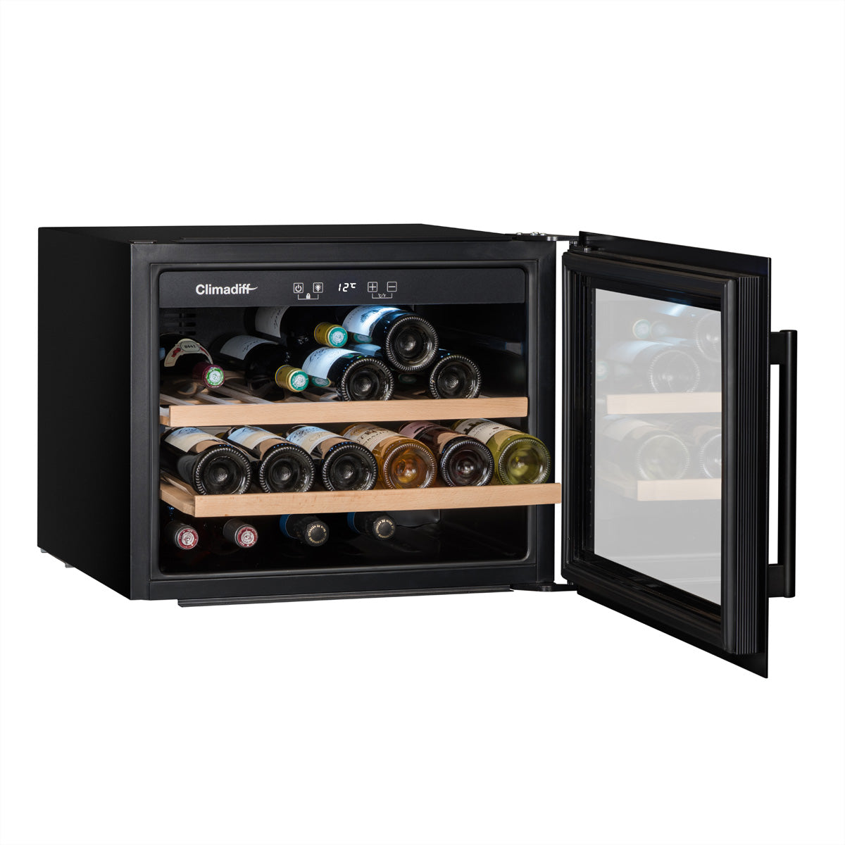 Climadiff Weinkühlschrank CBI28S1B – 62 l, Energieeffizienzklasse G, 38 dB, Schwarz