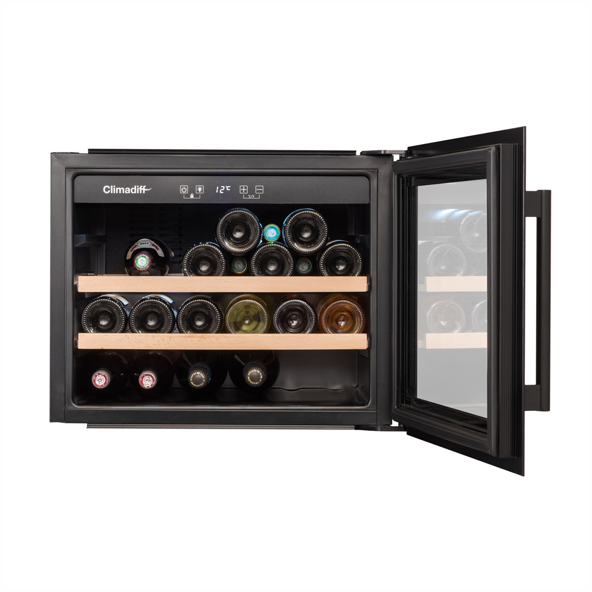 Climadiff Weinkühlschrank CBI28S1B – 62 l, Energieeffizienzklasse G, 38 dB, Schwarz