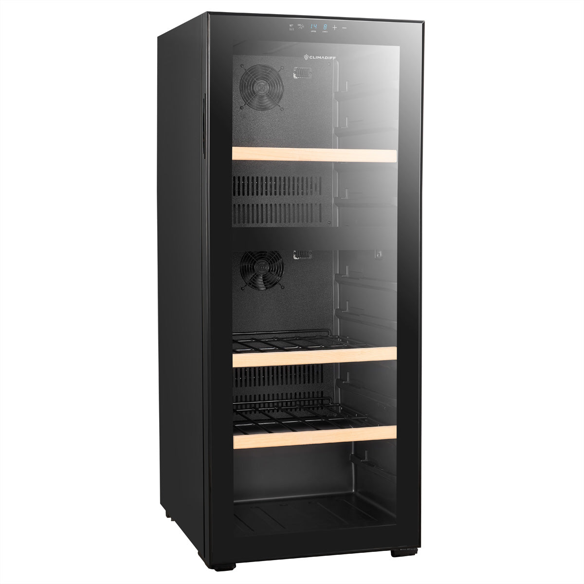 Climadiff Weinkühlschrank CEPAGE108DZ – 108 Flaschen, Energieeffizienzklasse G, 38 dB, Schwarz