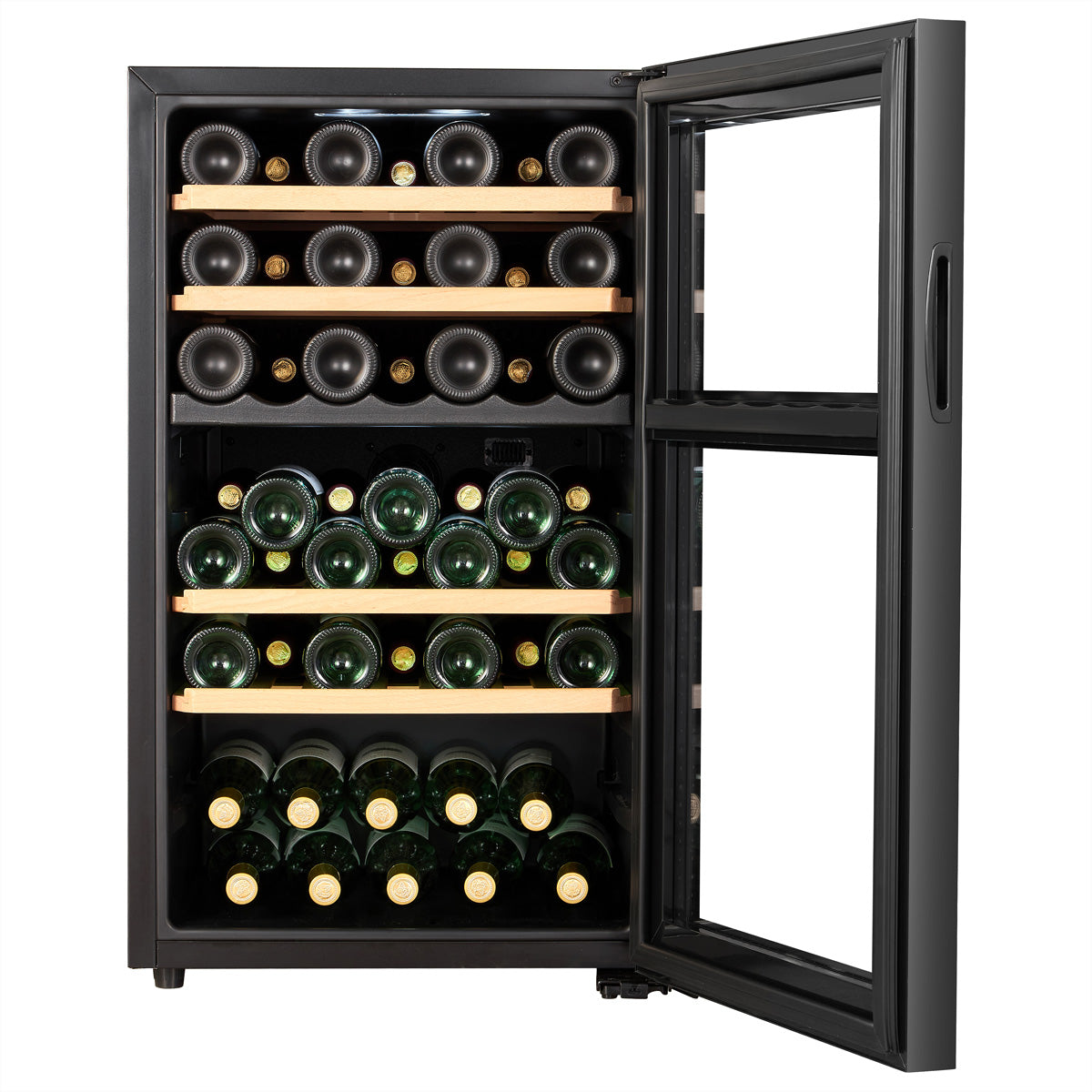 Climadiff Weinkühlschrank CEPAGE52DZF – 52 Flaschen, Energieeffizienzklasse F, 37 dB, Schwarz