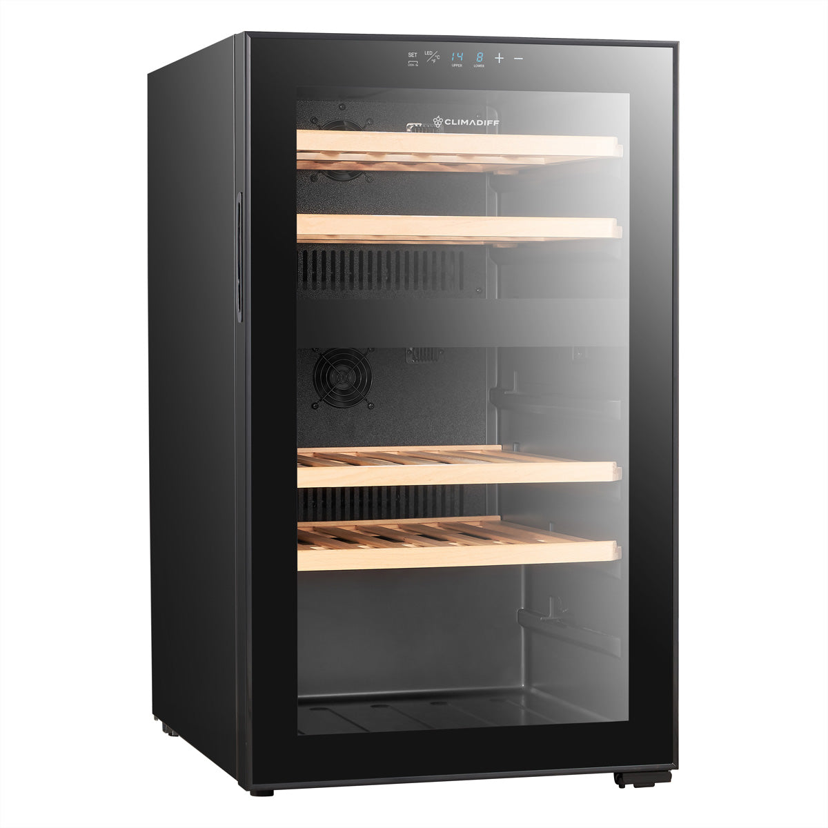 Climadiff Weinkühlschrank CEPAGE52DZF – 52 Flaschen, Energieeffizienzklasse F, 37 dB, Schwarz