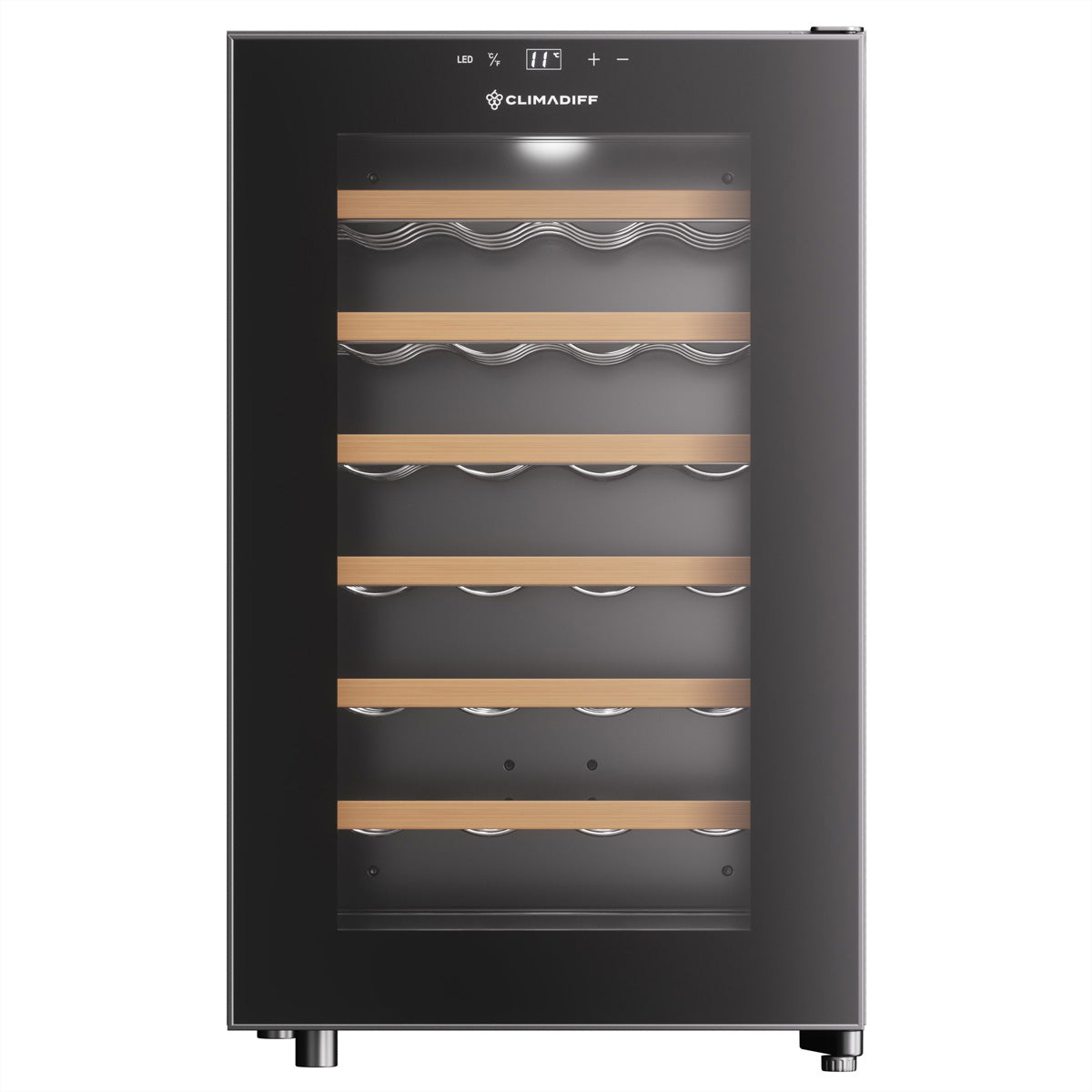 Climadiff Weinschrank CUVEE28 – 28 Flaschen, Energieeffizienzklasse E, 22 dB, Schwarz