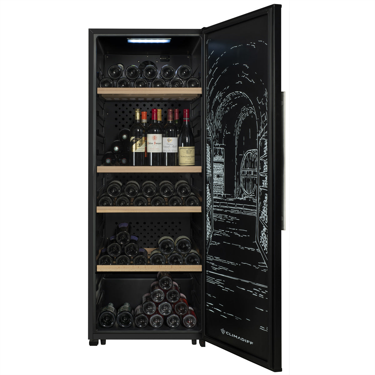 Climadiff Weinkühlschrank GARDE200D – 389 l, 220/240 V, Kompressor, Energieeffizienzklasse D
