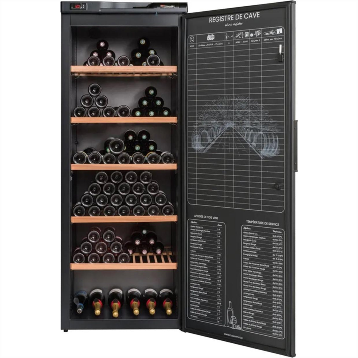 Climadiff Weinkühlschrank RESERVE275F – 297 Flaschen, 220 V, Kompressor, Energieeffizienzklasse F