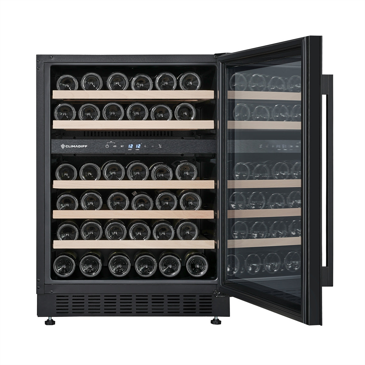 Climadiff Weinschrank CBU50DZBM – 46 Flaschen, Energieeffizienzklasse F, 39 dB, Schwarz
