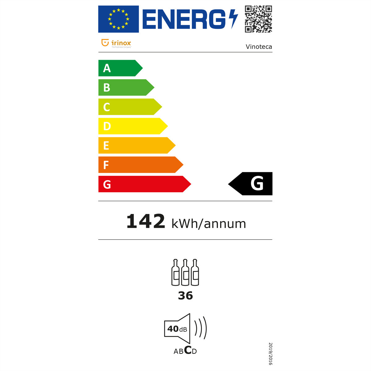 Irinox Weinschrank HVIN2350001 – 230 V, Energieeffizienzklasse A, Schwarz, 59,4×71,4×57,4 cm