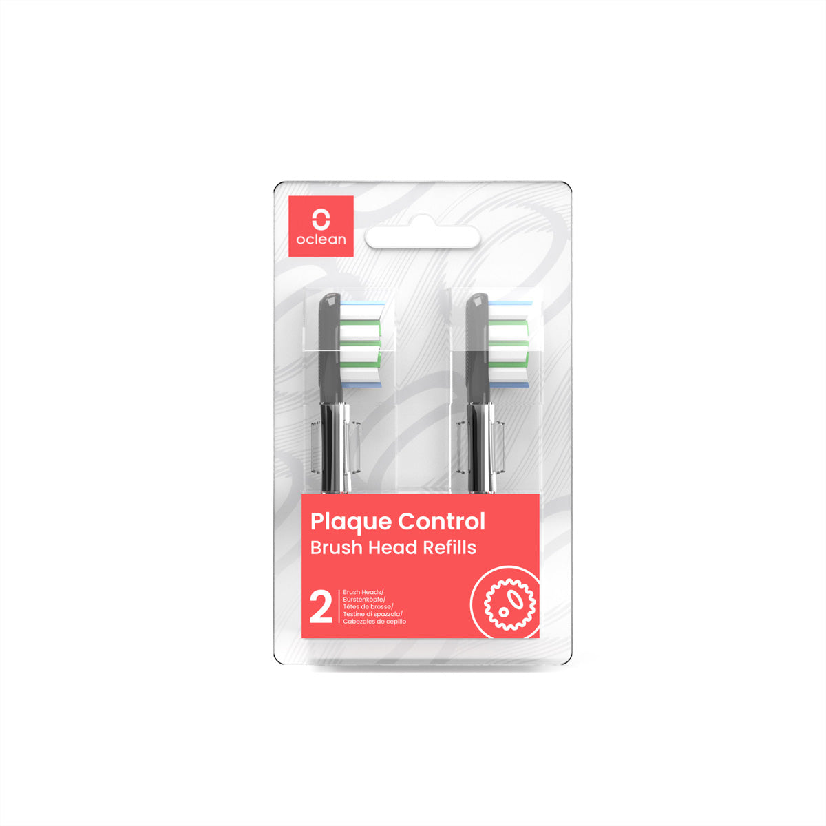 Oclean Aufsteckbürste Plaque Control – Härtegrad Mittel – 2 Stk, Schwarz