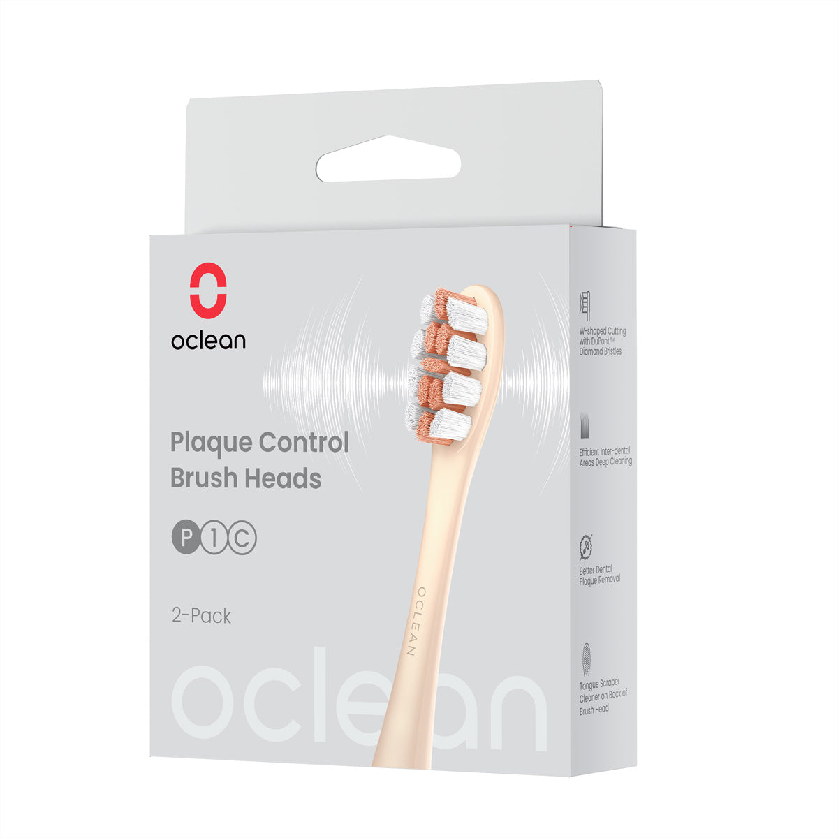Oclean Aufsteckbürste Plaque Control P1C8 – für X Pro – Härtegrad Mittel, 2 Stk – Gold