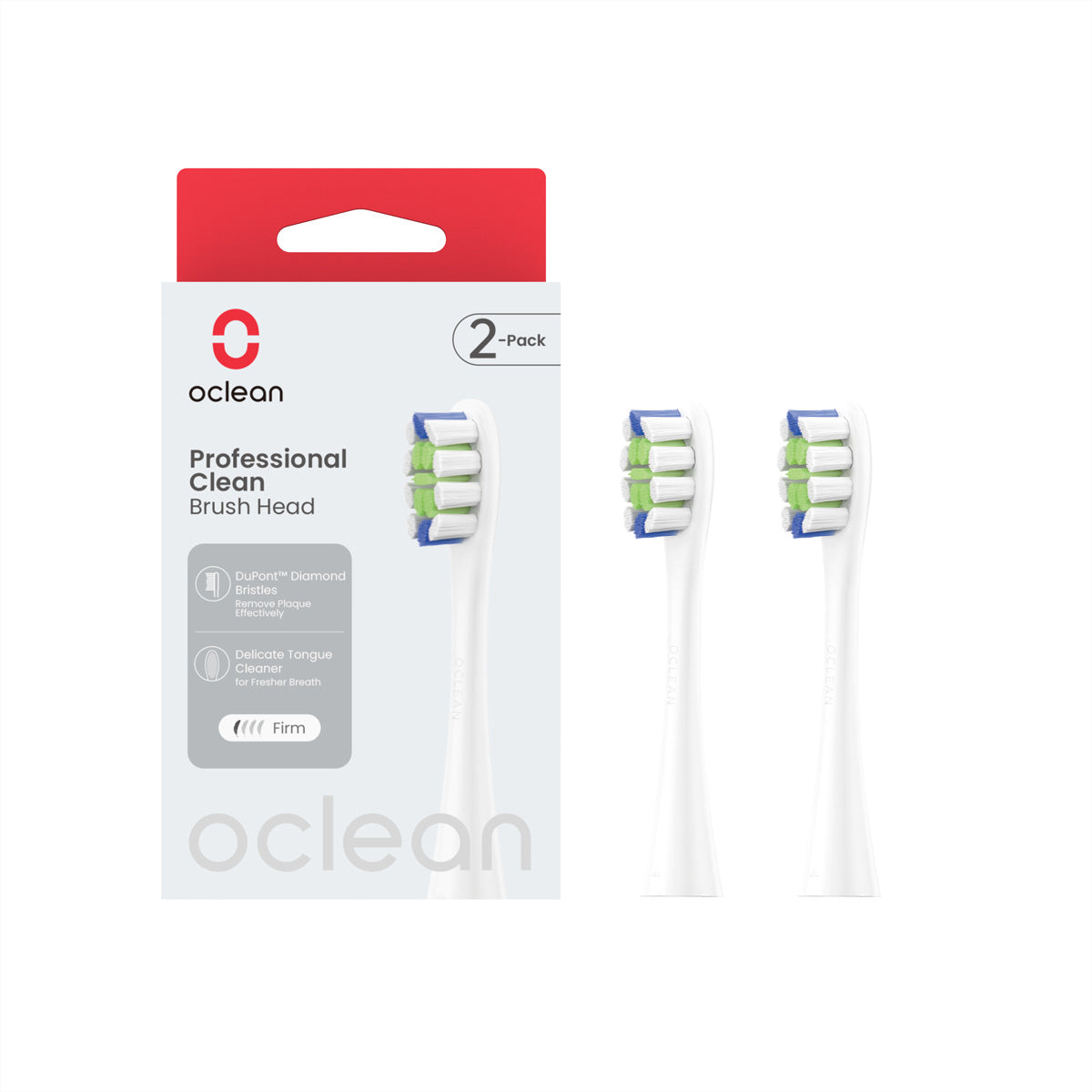 Oclean Aufsteckbürste – für Oclean Zahnbürsten – mittel – 2 Stk – weiss