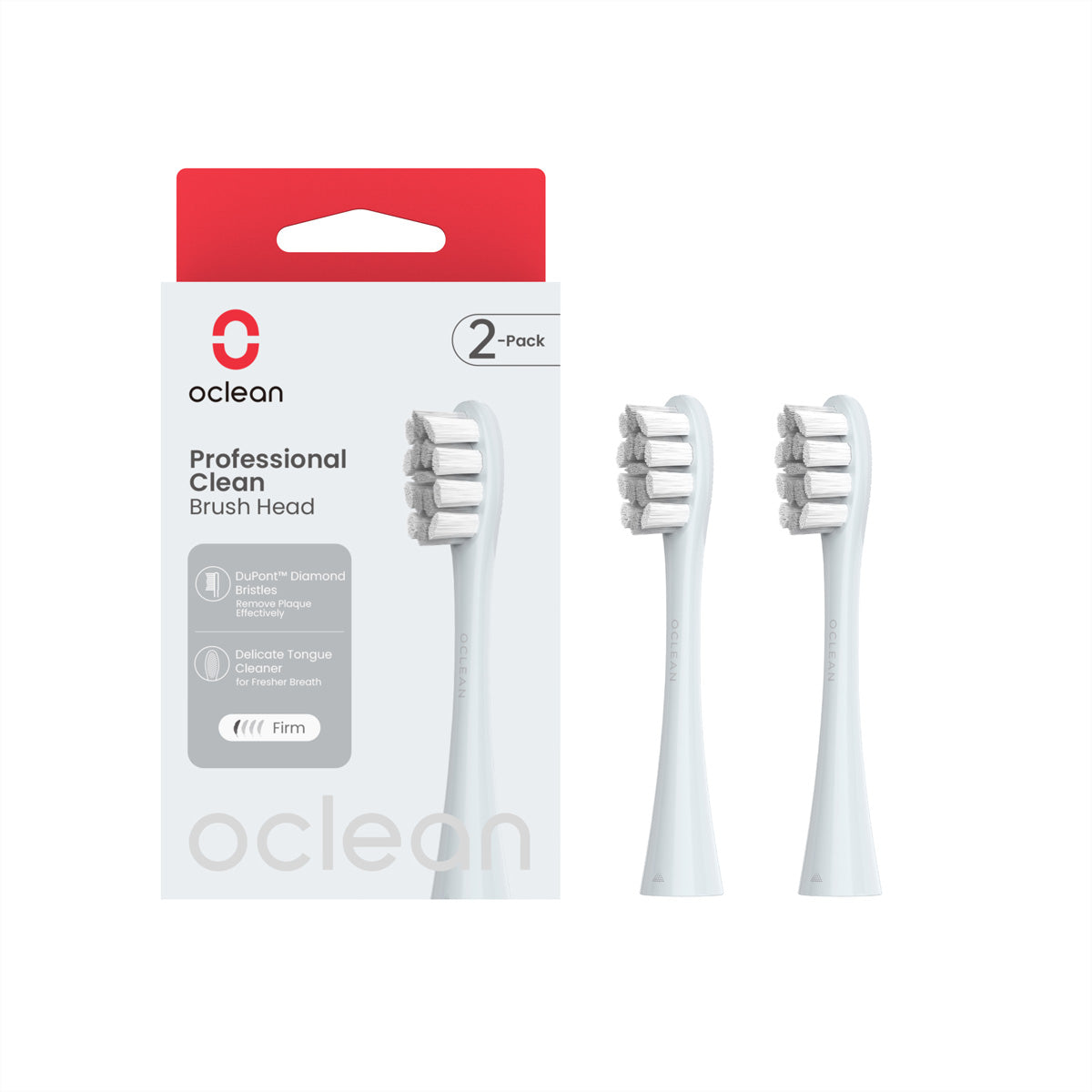 Oclean Aufsteckbürste – für Oclean Zahnbürsten – Mittel – 2 Stk – Silber