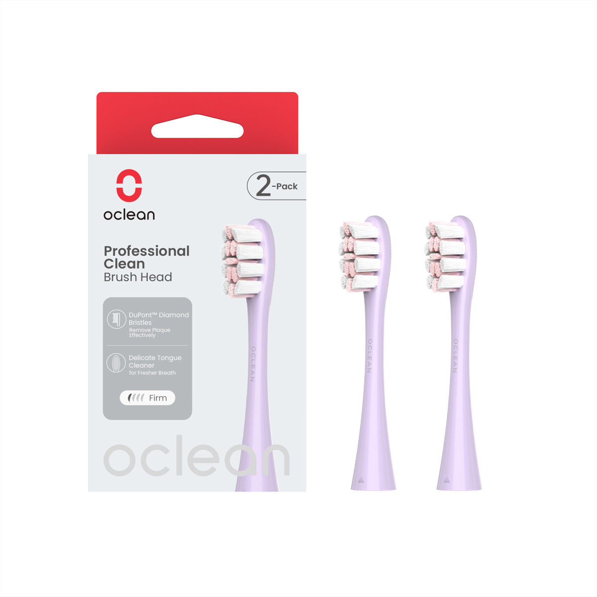 Oclean Ersatzbürstenkopf – für Oclean-Zahnbürsten – Mittel, alle 3 Monate austauschen, 2 Stk – Lila