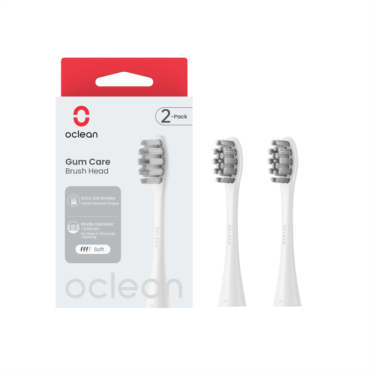 Oclean Ersatzkopf Gum Care – für Oclean Zahnbürsten – 2 Stk, weiss