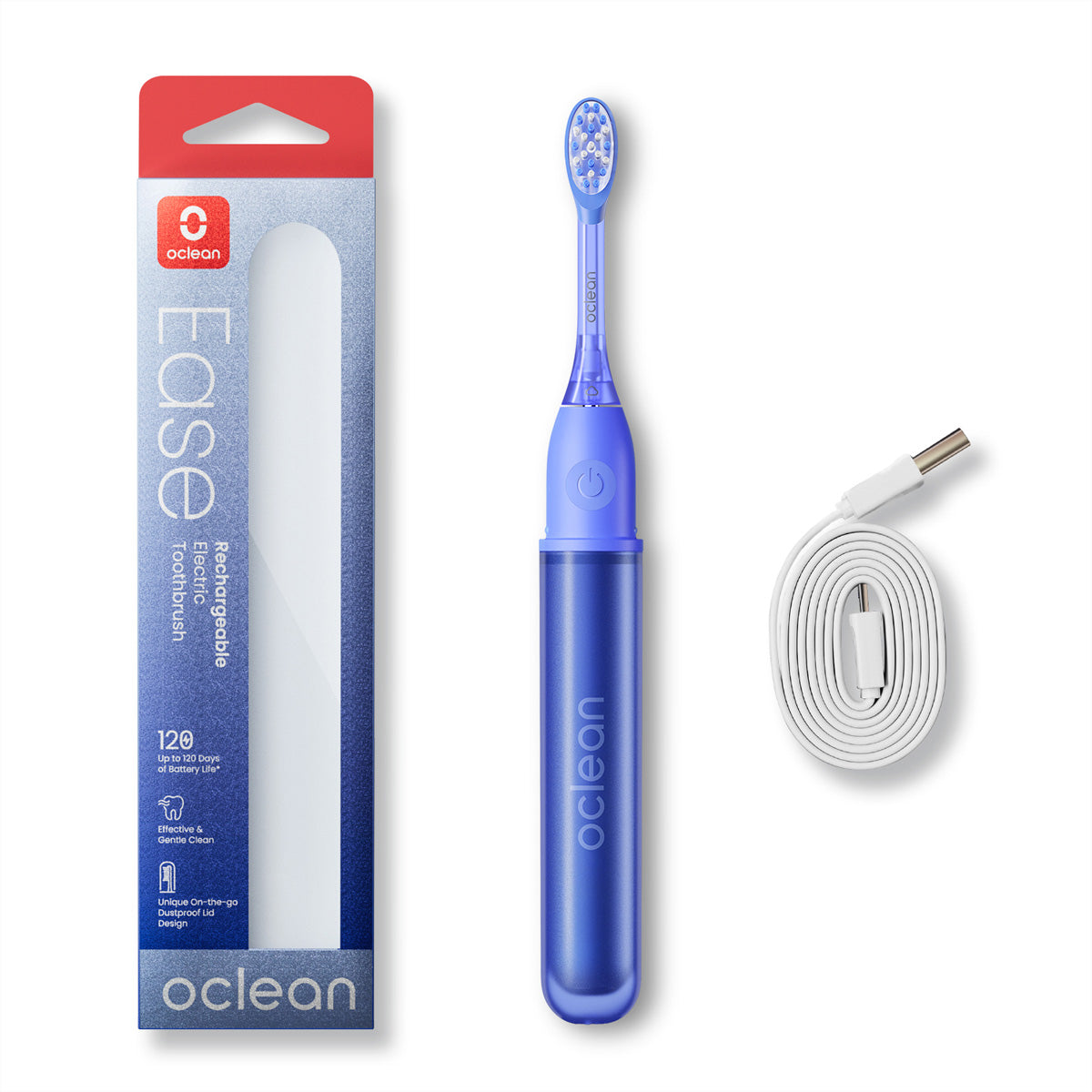 Oclean Schallzahnbürste Ease – IPX7, 120–160 Tage Akkulaufzeit – Blau