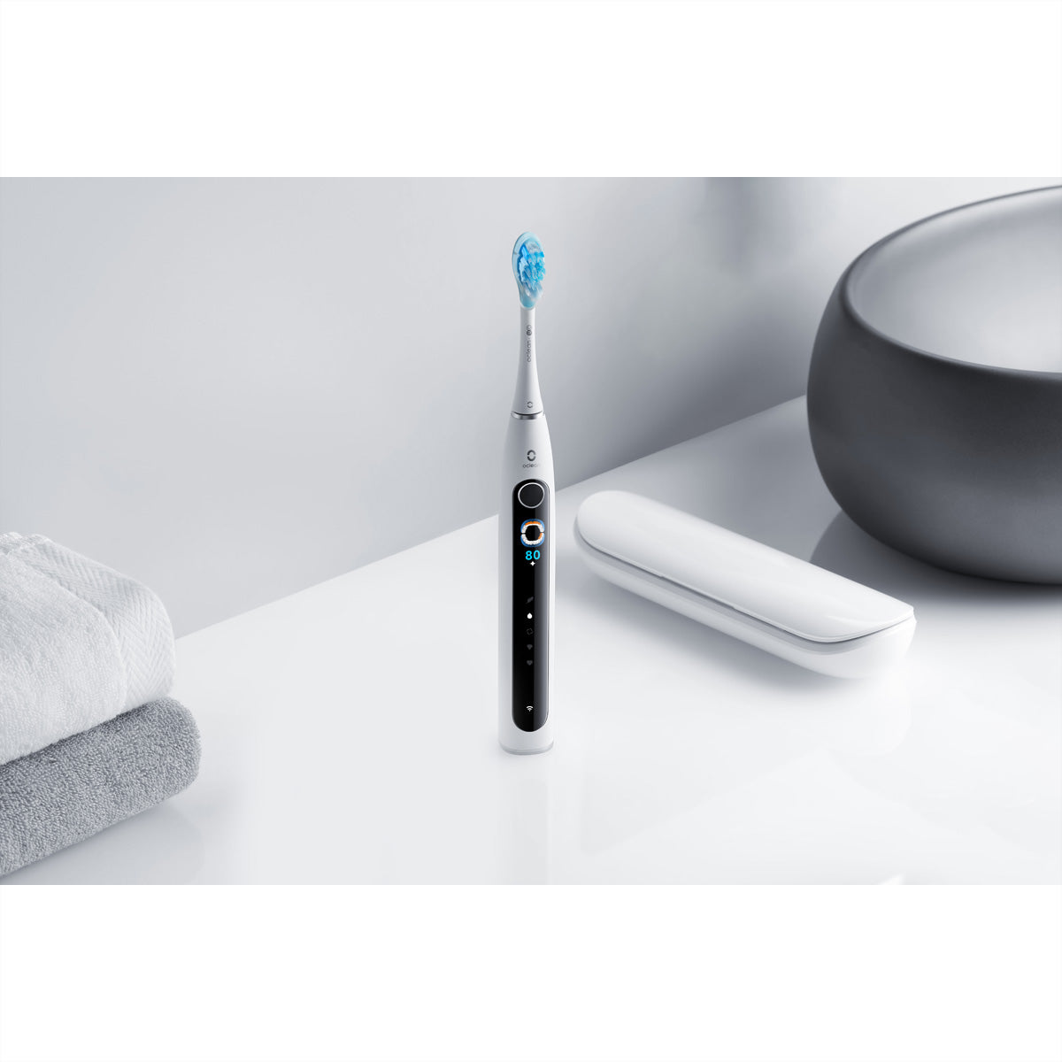 Oclean Schallzahnbürste X Pro 20 – 84'000 Bewegungen/min, Positionserkennung, 2 Bürstenköpfe – Weiss