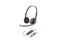 Poly Blackwire 3225 Office-Headset – On-Ear, Stereo, Kabel (USB-A + 3,5 mm Klinke), Schwarz