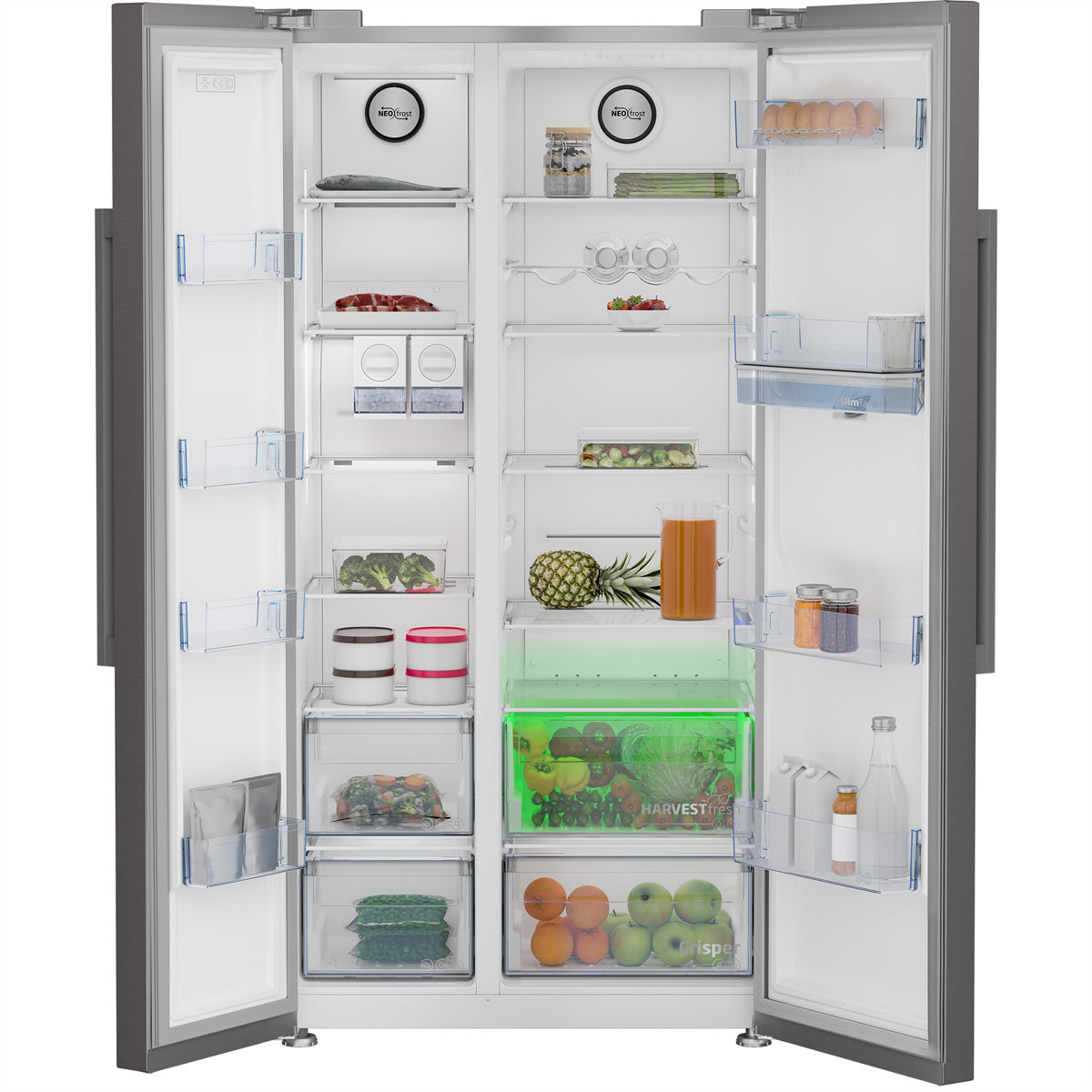 Beko Side-by-Side GN162341PTCHN – 525 l, 230 V, Energieeffizienzklasse E, 36 dB, Silber, 91,0×70,5×179,0 cm